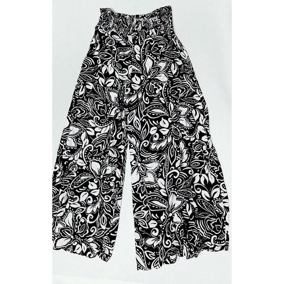 Vince Camuto Women's Wide-Leg Palazzo Pants Black and White Floral Size L - Picture 14 of 14